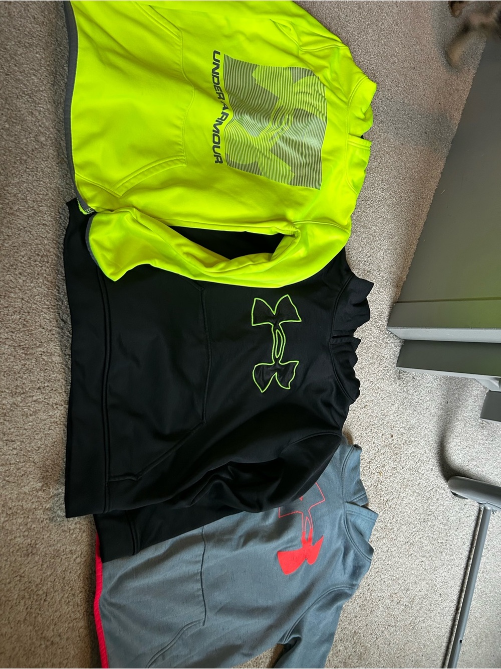 Under Armour Neon Yellow, Black & Gray Pullover Hoodies
